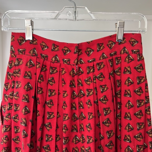 Vintage 80’s Ralph Lauren Blue Label Equestrian Flannel Midi Skirt Red Sz 6 - Picture 6 of 12